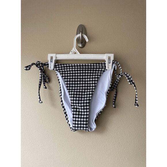 Andie the String Bikini Bottom in Black and White Checker Women's Size Medium - Picture 1 of 2